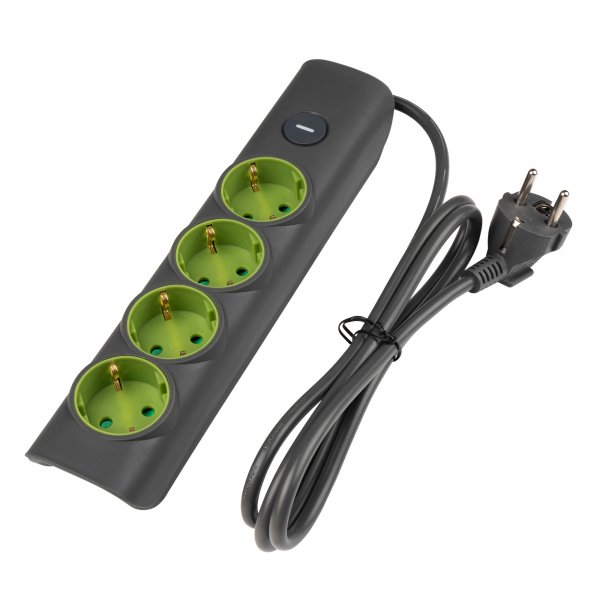 Удлинитель JAZZway ET-04-140G, 1,4м, 4 розетки, заземление, выключатель