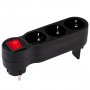 Переходник (220V) тройник JAZZway AD-3GS-bk заземл., выкл.