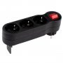 Переходник (220V) тройник JAZZway AD-3GS-bk заземл., выкл.