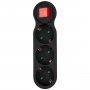Переходник (220V) тройник JAZZway AD-3GS-bk заземл., выкл.