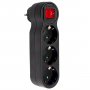 Переходник (220V) тройник JAZZway AD-3GS-bk заземл., выкл.