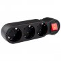 Переходник (220V) тройник JAZZway AD-3GS-bk заземл., выкл.