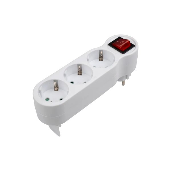 Переходник (220V) тройник JAZZway AD-3GS заземл., выкл.