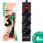 Perfeo сетевой фильтр 5м, 3 розетки, "POWER-S", 10A, 2USB, 2500 Вт, двойная защита, чёрный