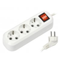 Удлинитель Smartbuy, 3м, 3 розетки, заземление, выключатель, 16А/3.5кВт, ПВС 3*1,0