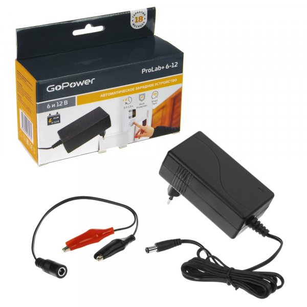 ЗУ GoPower ProLab+ 6-12 6-12V 1.5A для свинцово-кислотных аккумуляторов (1/72)