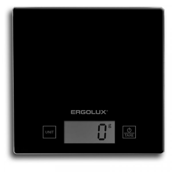 Весы кухонные ERGOLUX ELX-SK01-С02  (до 5 кг, 150*150 мм) чёрные