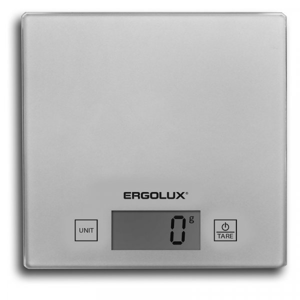 Весы кухонные ERGOLUX ELX-SK01-С03 (до 5 кг, 150*150 мм) серые