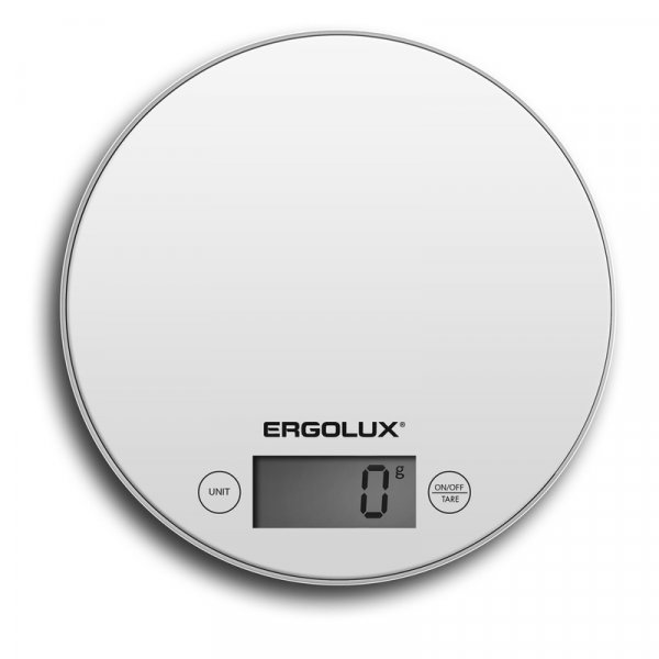 Весы кухонные ERGOLUX SK03-C01 (до 5 кг,185 мм круглые) белые