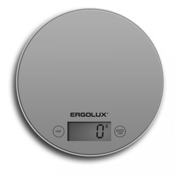 Весы кухонные ERGOLUX SK03-C03 (до 5 кг,185 мм круглые) серые