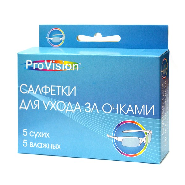 Perfeo ProVision салфетки для ухода за оптикой, 5 сухих+5 влажных