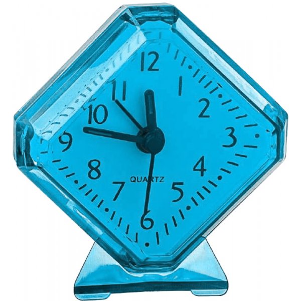 Часы с будильником Perfeo PF-TC-002, кварц, ромб, 7,5*8,5 см, синий