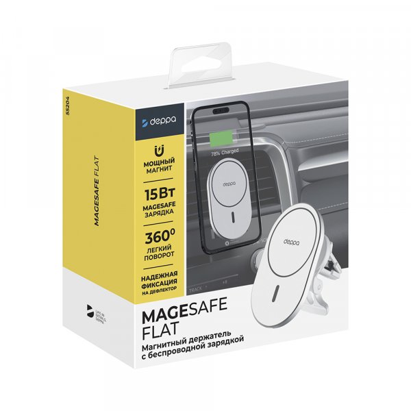 Держатель Deppa Mage Safe Flat в авто, белый
