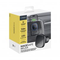 Держатель Deppa Mage Safe QI Belka  в авто, серебристо-чёрный
