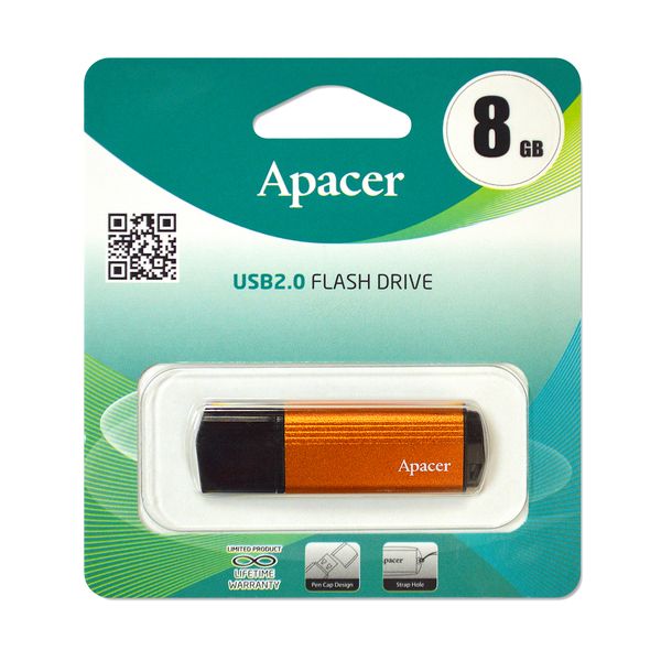 Флешка USB  8GB 2.0 Apacer AH330 Fiery Orange