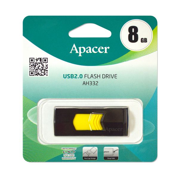Флешка USB  8GB 2.0 Apacer AH332 Bright Yellow