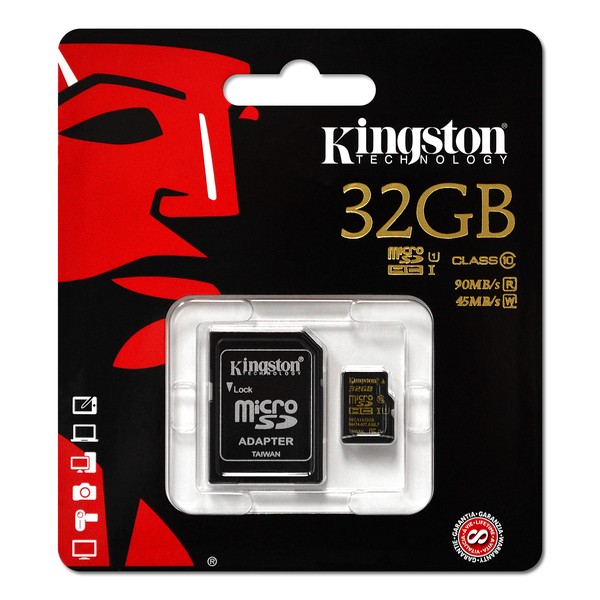 Карта памяти  32GB micro SDHC class 10 UHS-I (U1) Kingston R/W 90/45 MB/s с адаптером