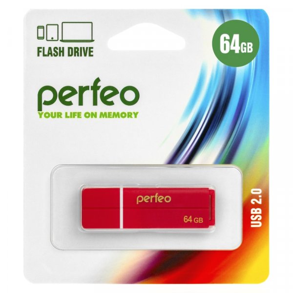 Флешка USB 64GB 2.0 Perfeo C01G2 Red