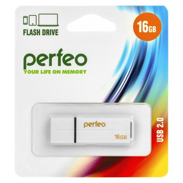 Флешка USB 16GB 2.0 Perfeo C01G2 White