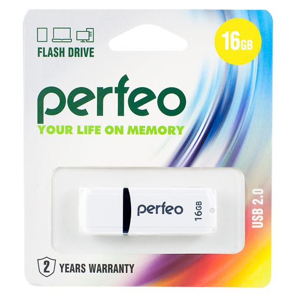 Флешка USB 16GB 2.0 Perfeo C02 White