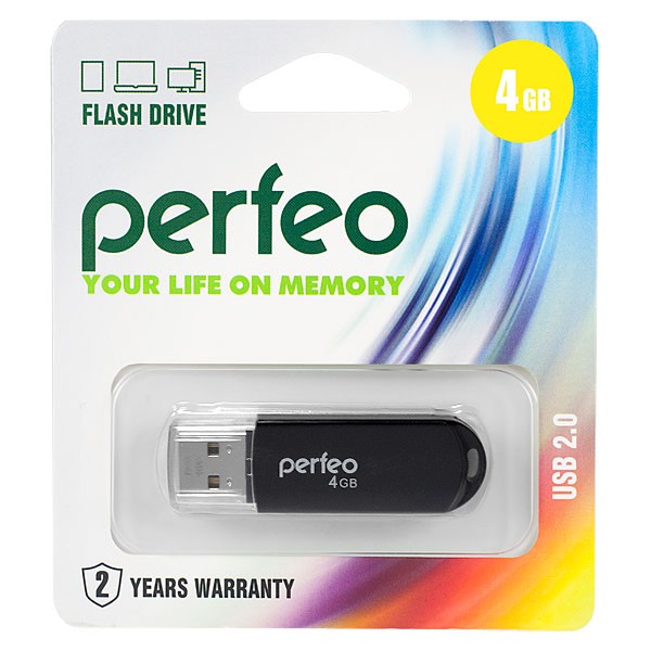Флешка USB  4GB 2.0 Perfeo C03 Black