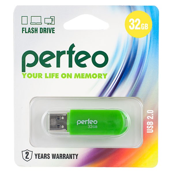 Флешка USB 32GB 2.0 Perfeo C03 Green