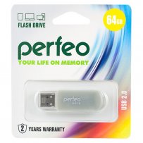 Флешка USB 64GB 2.0 Perfeo C03 Gray