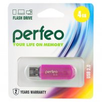 Флешка USB  4GB 2.0 Perfeo C03 Pink
