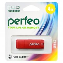 Флешка USB  4GB 2.0 Perfeo C04 Red