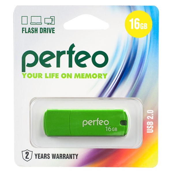 Флешка USB 16GB 2.0 Perfeo C05 Green