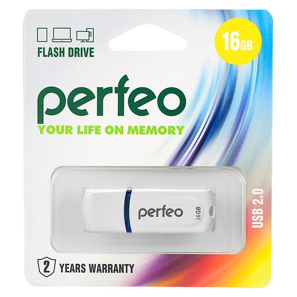 Флешка USB 16GB 2.0 Perfeo C09 White