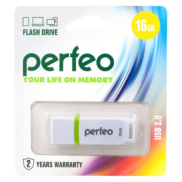 Флешка USB 16GB 2.0 Perfeo C11 White
