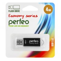 Флешка USB  4GB 2.0 Perfeo E01 economy series Black