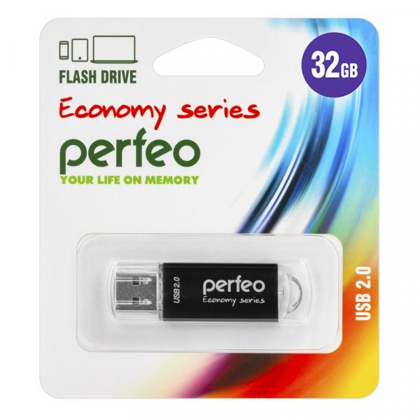 Флешка USB 32GB 2.0 Perfeo E01 economy series Black