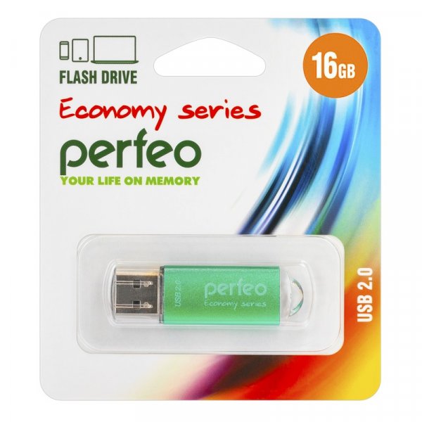 Флешка USB 16GB 2.0 Perfeo E01 economy series Green
