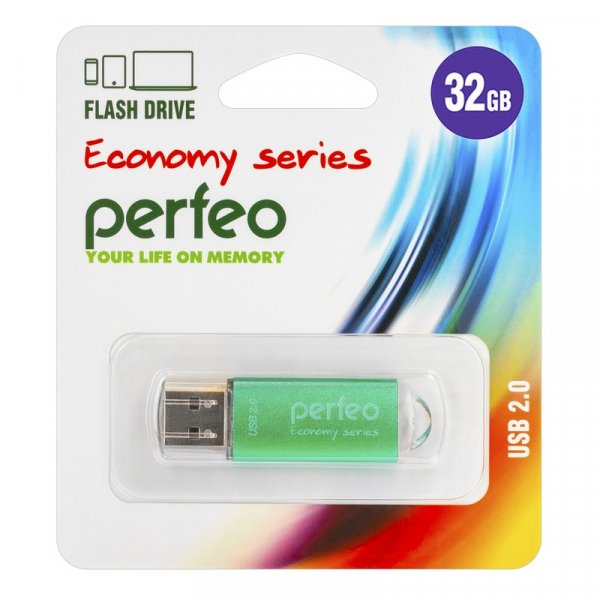 Флешка USB 32GB 2.0 Perfeo E01 economy series Green