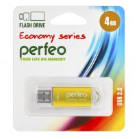Флешка USB  4GB 2.0 Perfeo E01 economy series Gold