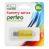 Флешка USB 64GB 2.0 Perfeo E01 economy series Gold