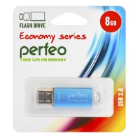 Флешка USB  8GB 2.0 Perfeo E01 economy series Blue