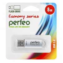 Флешка USB  8GB 2.0 Perfeo E01 economy series Silver