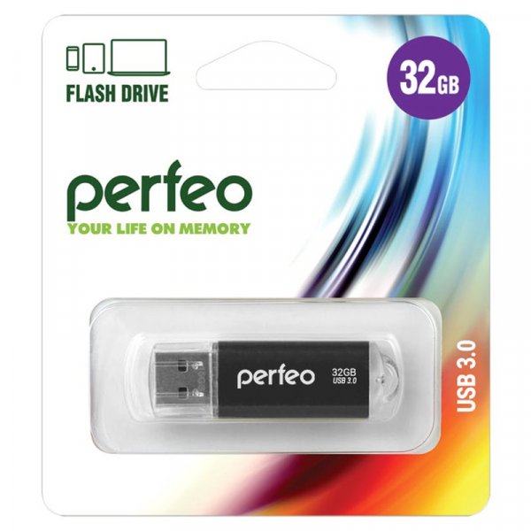 Флешка USB 32GB 3.0 Perfeo C14 metal series Black