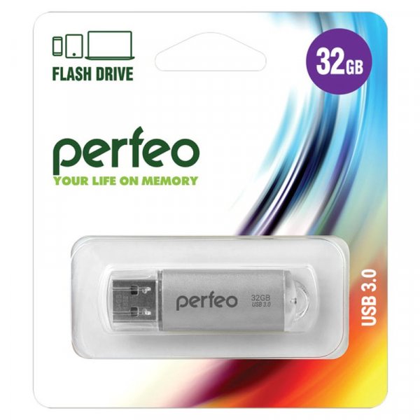 Флешка USB 32GB 3.0 Perfeo C14 metal series Silver