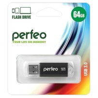 Флешка USB 64GB 3.0 Perfeo C14 metal series Black