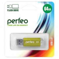Флешка USB 64GB 3.0 Perfeo C14 metal series Gold