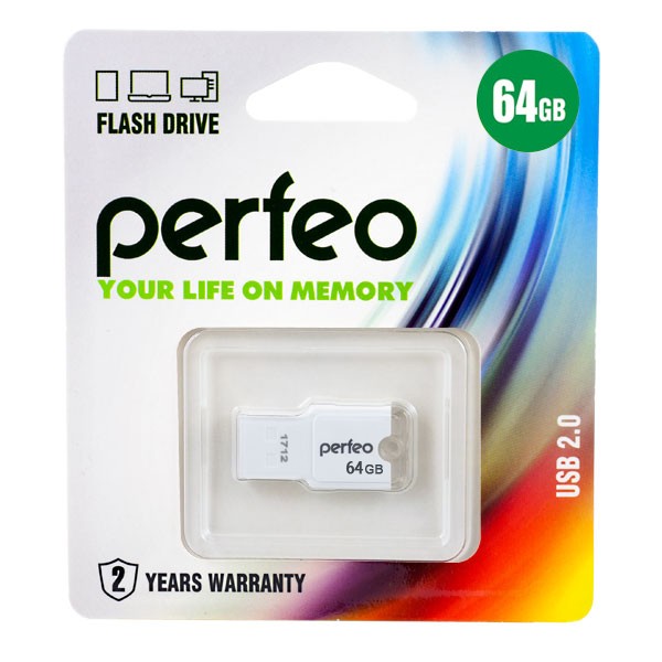 Флешка USB 64GB 2.0 Perfeo M01 White