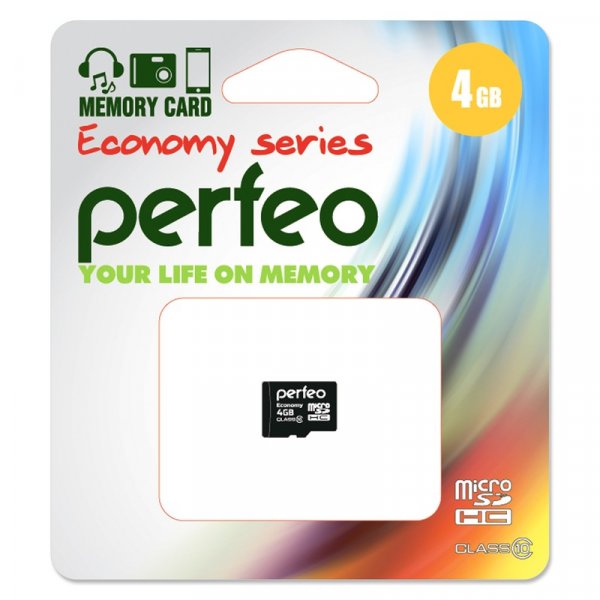 Карта памяти   4GB microSDHC class 10 Perfeo High-Capacity economy series без адаптера