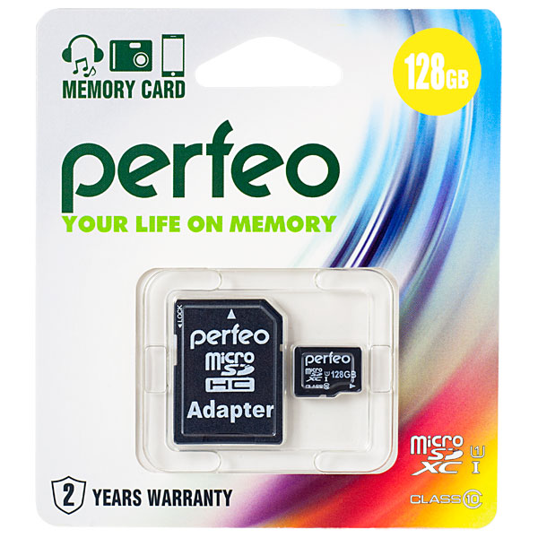 Карта памяти 128GB micro SDXC class 10 UHS-I Perfeo с адаптером
