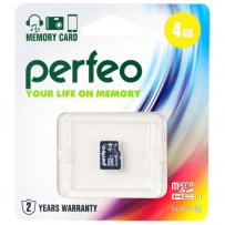 Карта памяти   4GB microSDHC class 10 Perfeo High-Capacity без адаптера