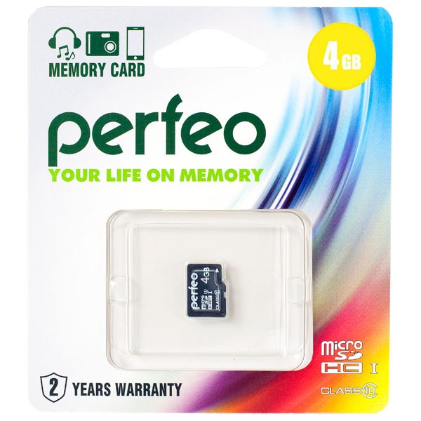 Карта памяти   4GB microSDHC class 10 Perfeo High-Capacity без адаптера
