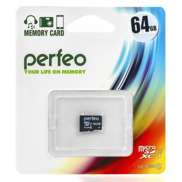 Карта памяти  64GB micro SDXC class 10 UHS-I Perfeo без адаптера